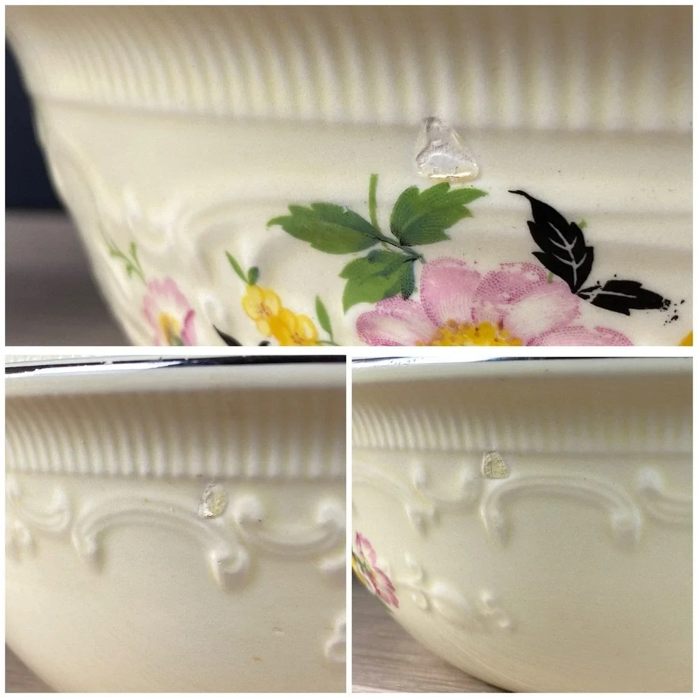 Homer Laughlin‎ Virginia Rose Style Covered Casserole Plate Floral Vintage READ